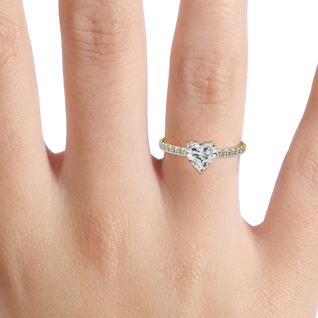 Nari Yellow Gold Double Prong Hidden Halo Engagement & Wedding Ring – 18K