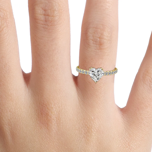 Nari Yellow Gold Double Prong Hidden Halo Engagement & Wedding Ring – 18K