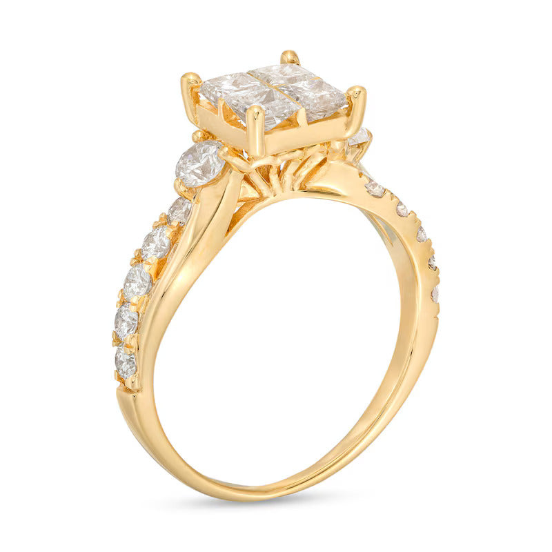 Princess-Cut Diamond Twist Shank Engagement Ring in 18K Gold