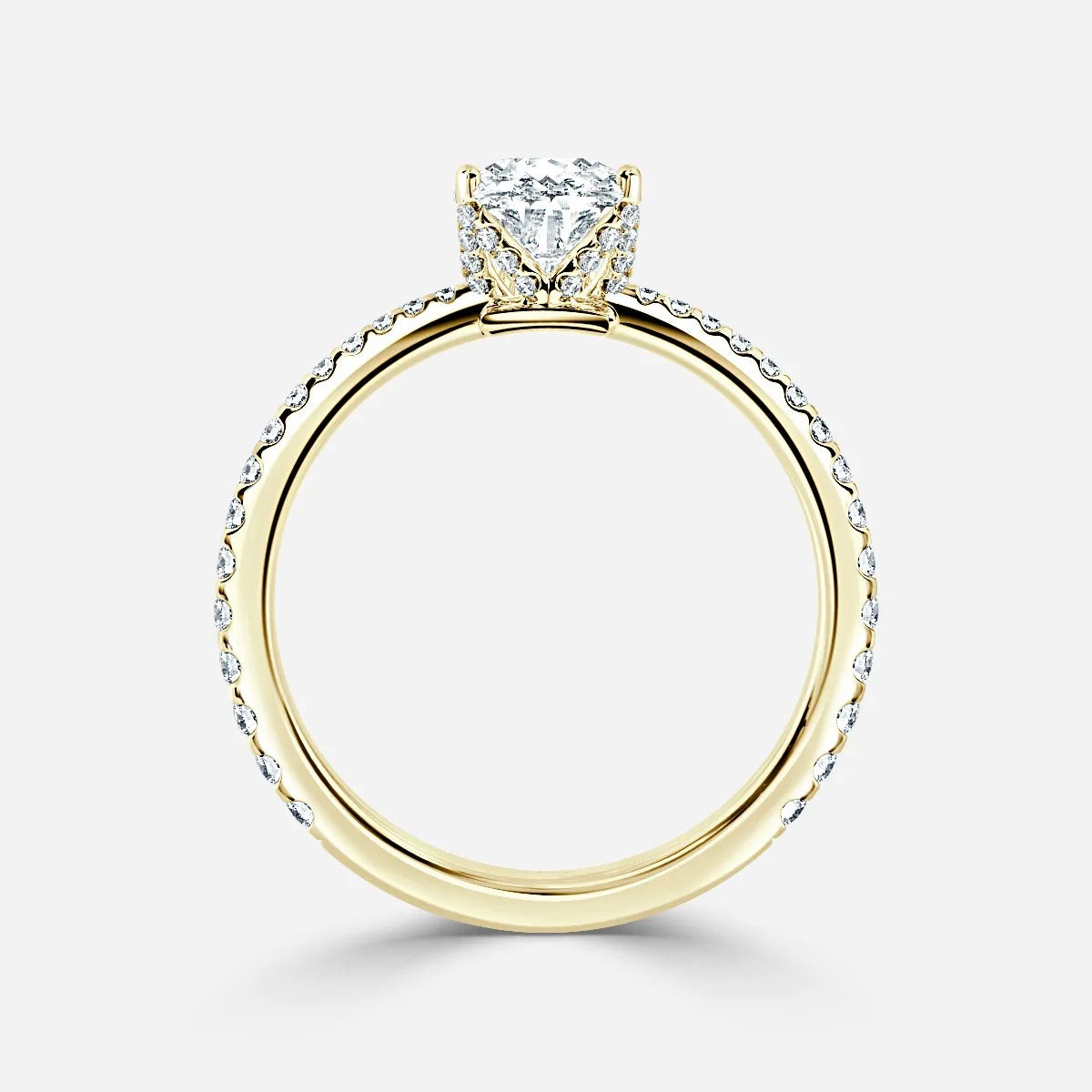 Ciel Yellow Gold Tappered lótus Diamond Engagement Ring