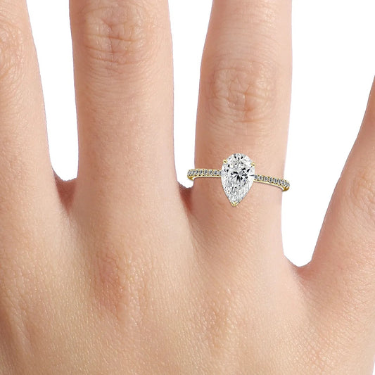 Ciel Yellow Gold Tapered Lotus Diamond Engagement Ring – 18K