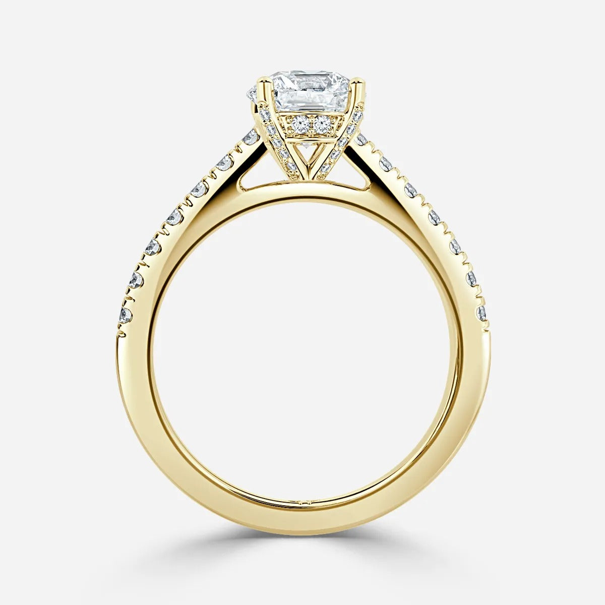 Yellow Gold Secret Hidden Halo Diamond Ring