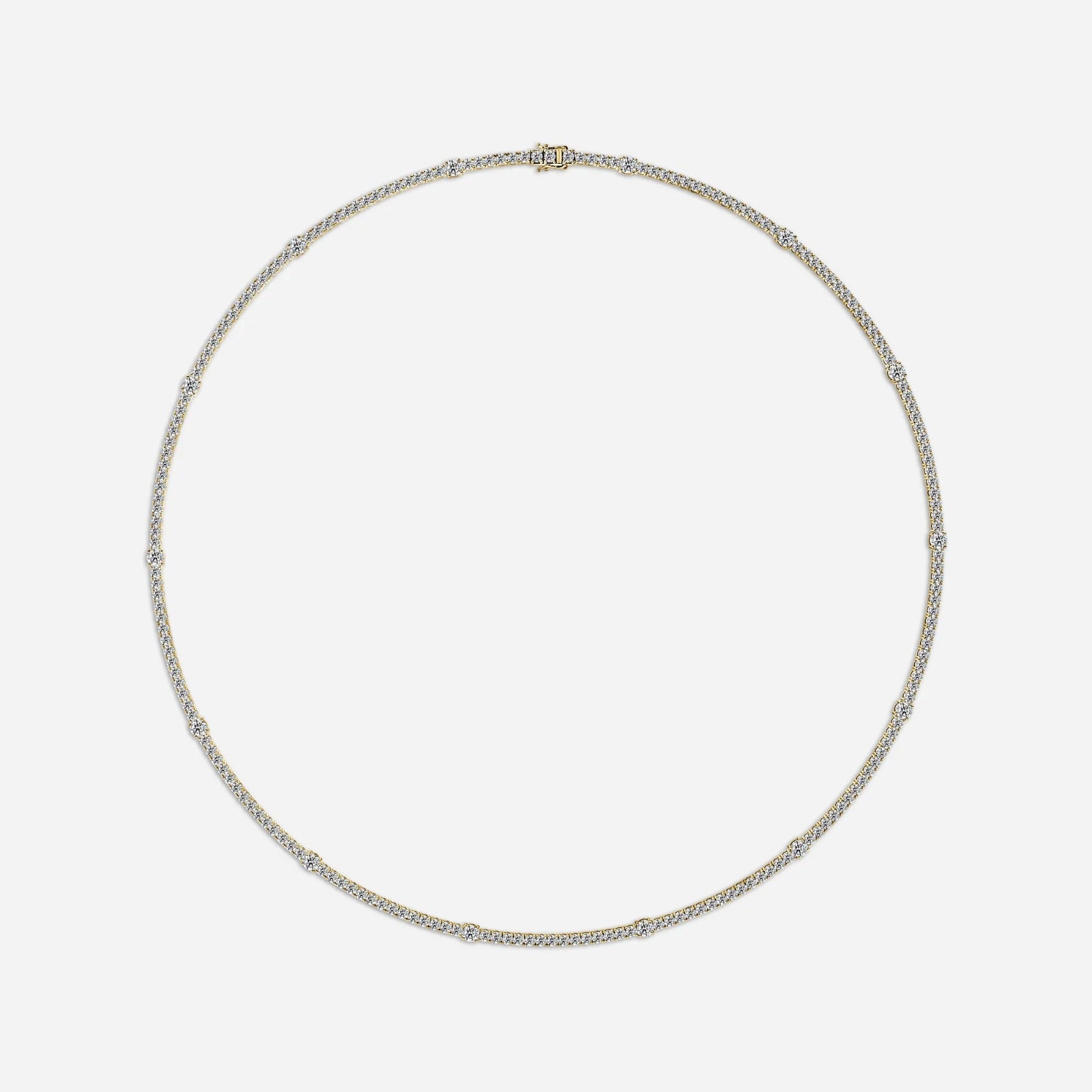 7.24 Carat Lab Grown Diamond Tennis Necklaces In Yellow Gold