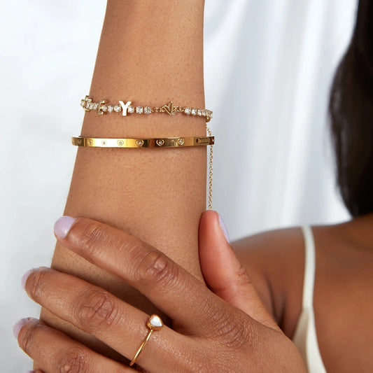 Custom Name Tennis Bracelet in Gold – Personalized Jewelry