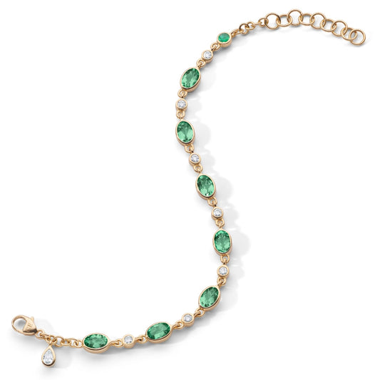 Green Tourmaline Tennis Bracelet in 18K Yellow Gold
