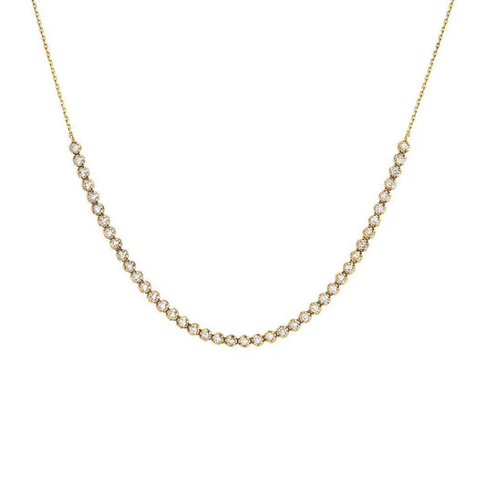 Diamond Thin Half Tennis Necklace 18K