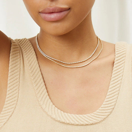 Diamond Tennis Necklace in 18K Gold – 3.0 CT Natural Diamonds