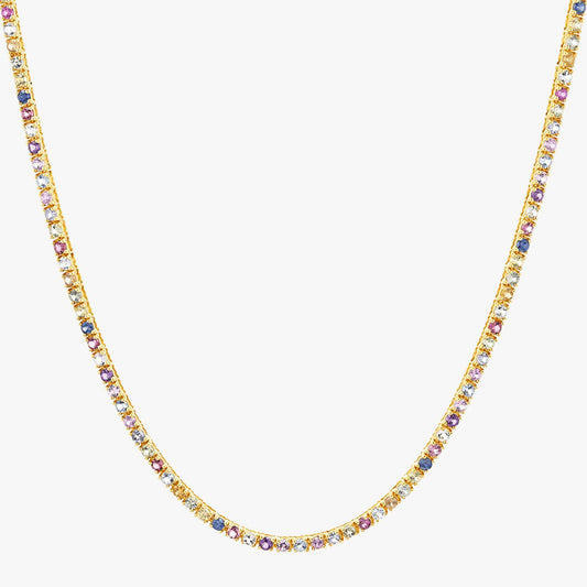 Rainbow Gemstone Tennis Necklace
