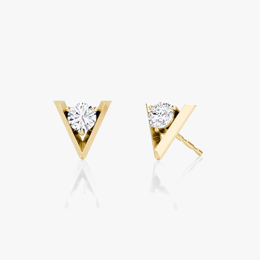 V Solitaire Studs gold earring