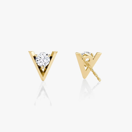 V Solitaire Studs gold earring