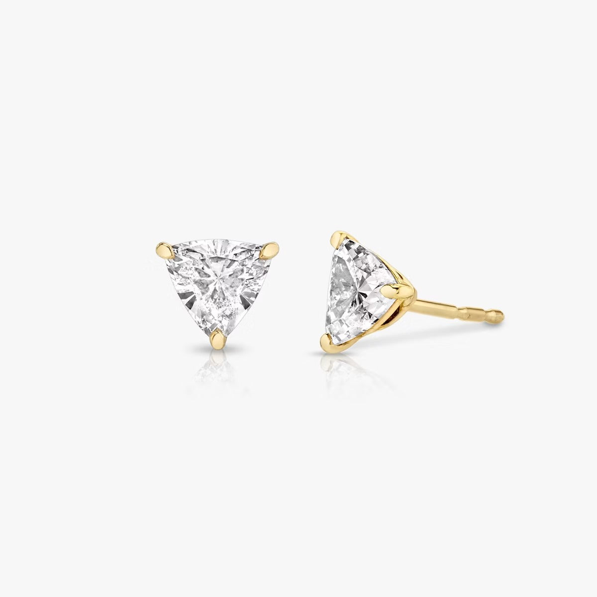 Solitaire Stud Triangle Shape Gold Earring