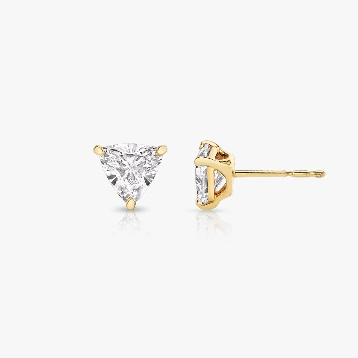 Solitaire Stud Triangle Shape Gold Earring