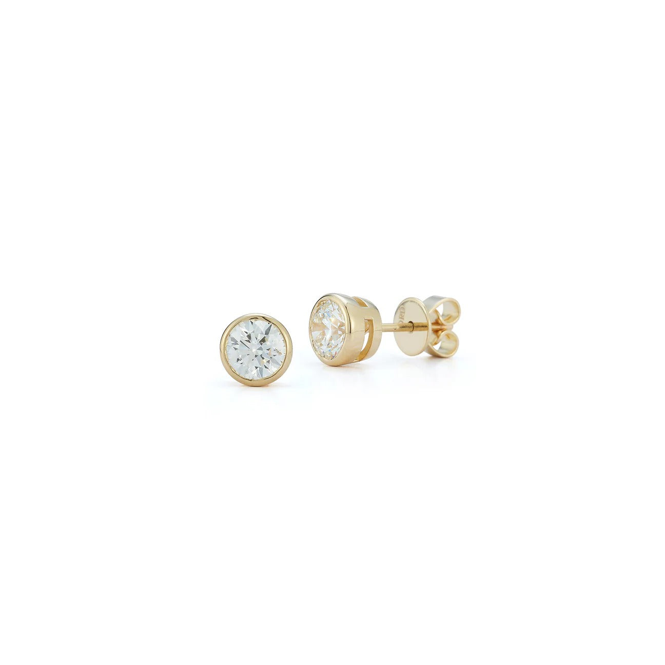 Round Bezel Set Solitaire Studs 1.00 Ct. Total Weight