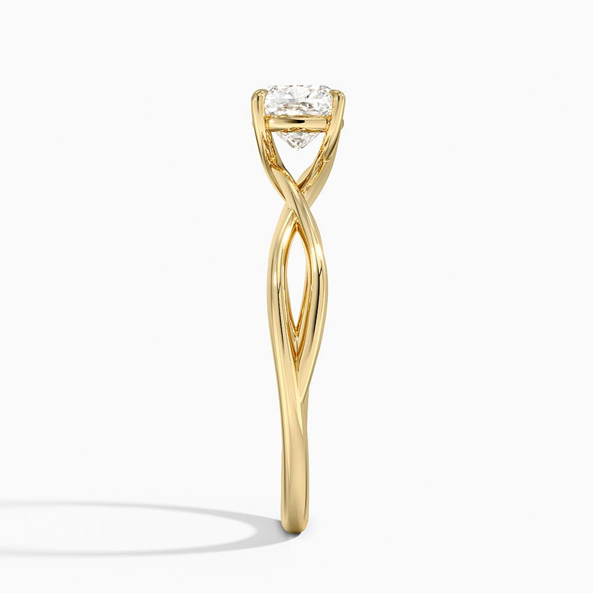 Solitaire Cushion Diamond Engagement Ring in 18K Yellow Gold