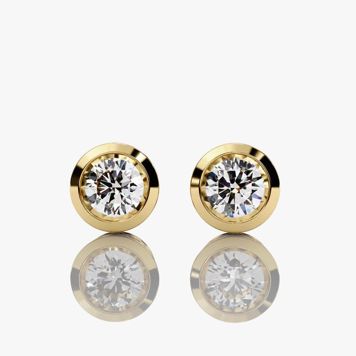 SOLITAIRE STUD ROUND BRILLIANT EARRINGS FOR WOMEN ELEGANCE BY GLOBAL LAB GROWN DIAMOND