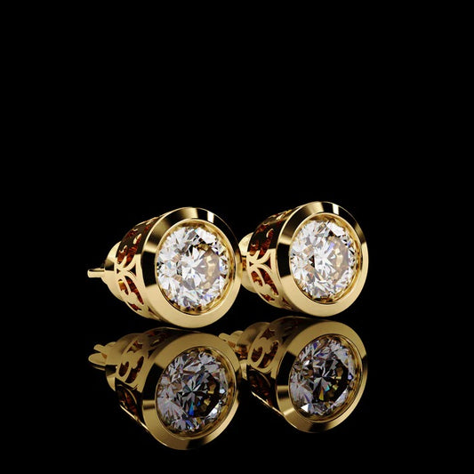 SOLITAIRE STUD ROUND BRILLIANT EARRINGS FOR WOMEN ELEGANCE BY GLOBAL LAB GROWN DIAMOND