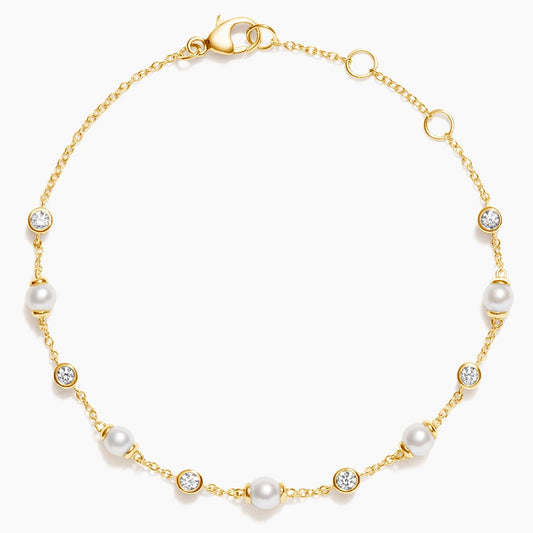 Athena Premium Akoya Cultured Pearl And Diamond lightweight Bracelet (1/4 Ct. Tw.)