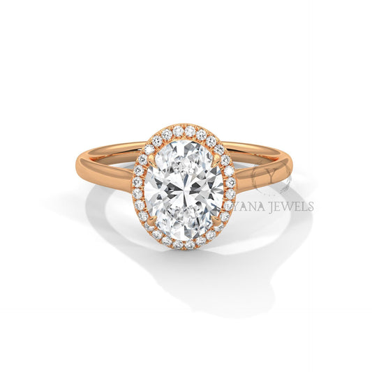 3CT Oval Halo Lab Grown Diamond Solitaire Ring - IGI Certified Wedding  Engagement Ring for Women