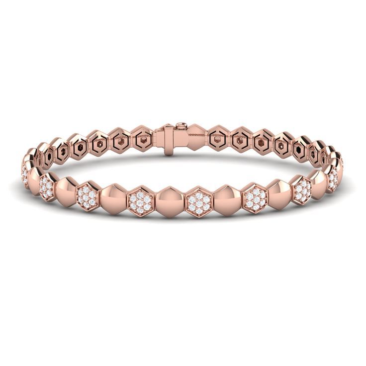 Contemporary Hexagon Round Cut Lab Grown Diamond Bracelet