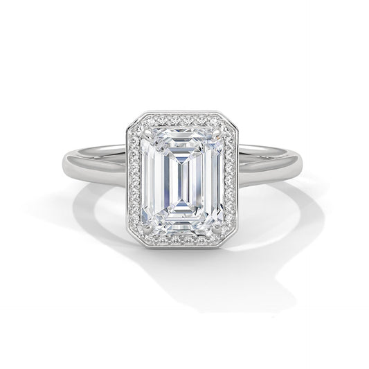 Elegant Emerald Cut Solitaire Ring GRA Certified Moissanite Diamond Wedding Ring, Engagement Ring, Round Diamond Ring for Women