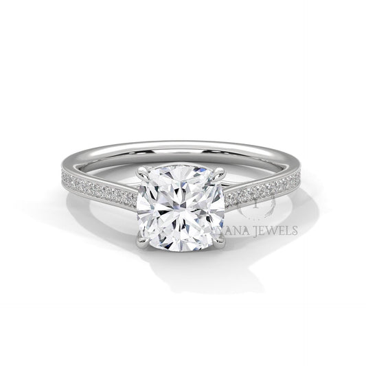 1.0 To 3.0 CT Cushion Cut Solitaire Ring GRA Certified Moissanite Diamond Wedding Ring, Engagement Ring, Cushion Diamond Ring for Women