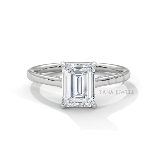 1.0 To 3.0 CT Emerald Solitaire Ring GRA Certified Moissanite Diamond Wedding Ring, Engagement Ring, Emerald Diamond Ring for Women.