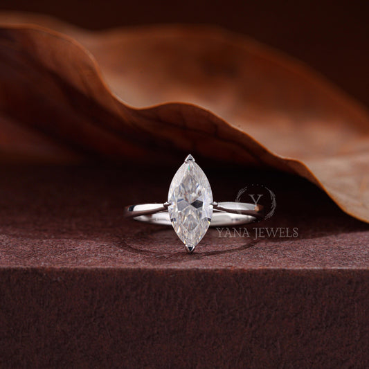 Antique Diamond Promise Ring for Her | IGI Certified Lab Grown Solitaire Engagement Ring Marquise Solitaire Engagement Ring for Women