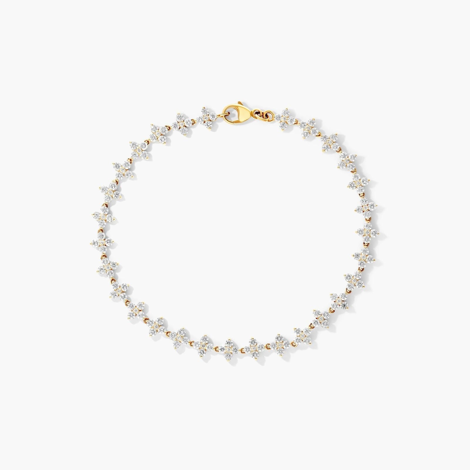 18K Yellow Gold Blossom Lab-Created Diamond Tennis Bracelet