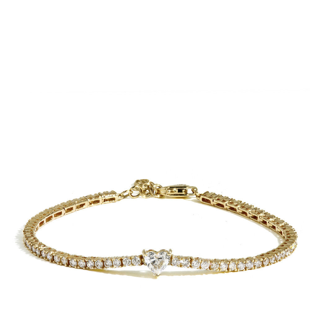 Heart Diamond Station Tennis Bracelet