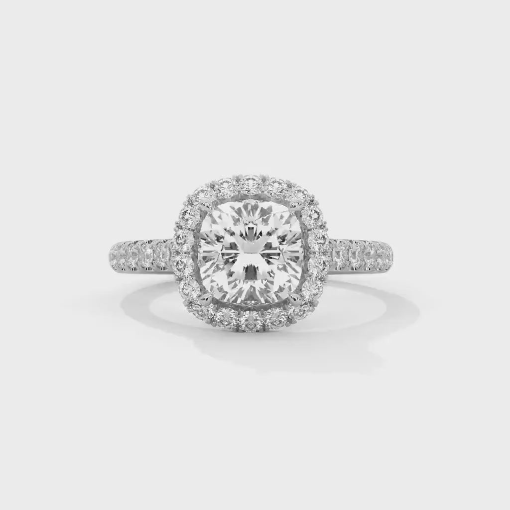 Cushion Cut Halo Setting Solitaire Ring, Moissanite Diamond Wedding Ring, Round 1.0 To 3.0 CT Diamond Ring for Women, Engagement Ring.