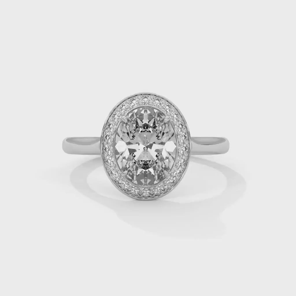 Oval Cut Halo Setting Solitaire Ring, Moissanite Diamond Wedding Ring, Round 1.0 To 3.0 CT Diamond Ring for Women, Engagement Ring.