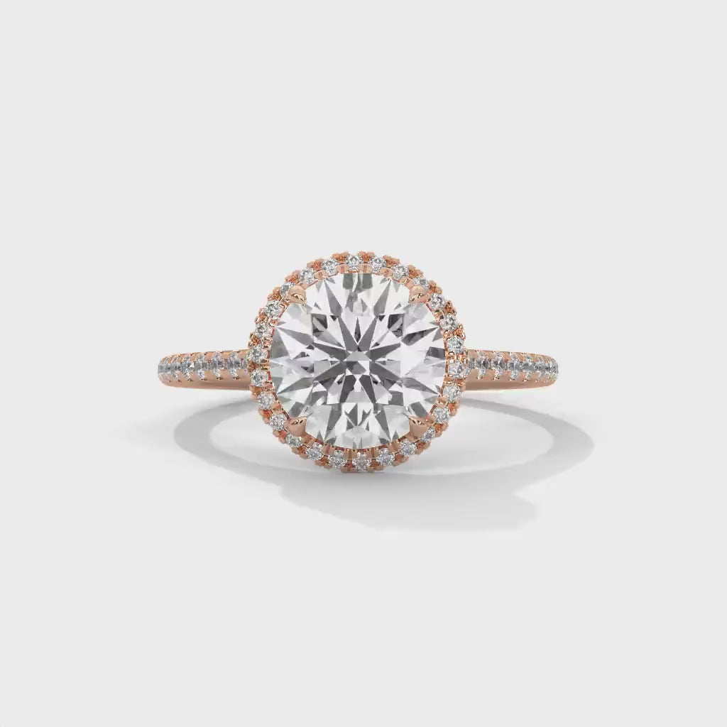 IGI Certified Lab Grown Round Diamond Wedding  Engagement Ring - 1 to 3 CT Halo Setting Solitaire for Women