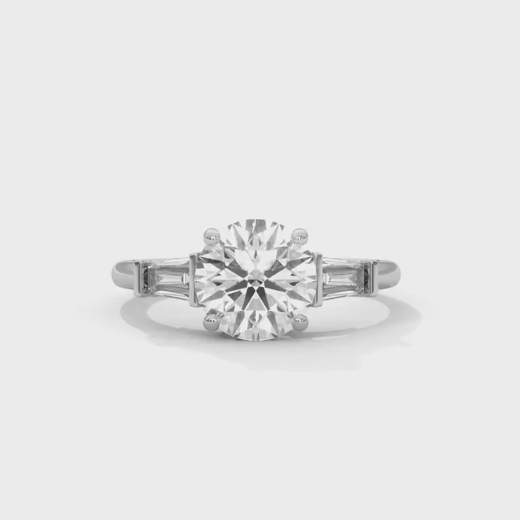 Three Stone Solitaire Ring, Moissanite Diamond Wedding Ring, Round 1.0 To 3.0 CT Diamond Ring for Women, Engagement Ring. gift for her