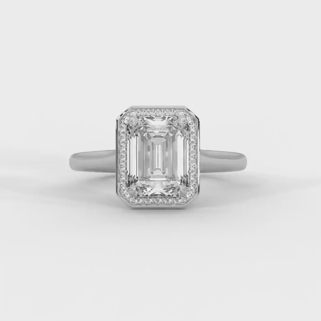 Elegant Emerald Cut Solitaire Ring GRA Certified Moissanite Diamond Wedding Ring, Engagement Ring, Round Diamond Ring for Women