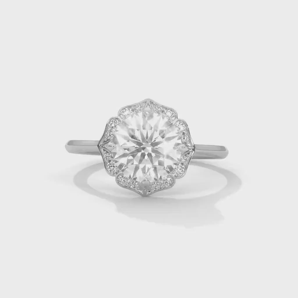 1.0 To 3.0 CT Round Halo Setting Solitaire Ring GRA Certified Moissanite Diamond Wedding Ring, Engagement Ring, Round Diamond Ring for Women