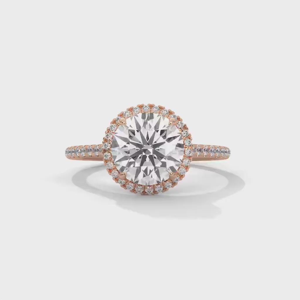 1.0 To 3.0 CT Round Halo Setting Solitaire Ring GRA Certified Moissanite Diamond Wedding Ring, Engagement Ring, Round Diamond Ring for Women