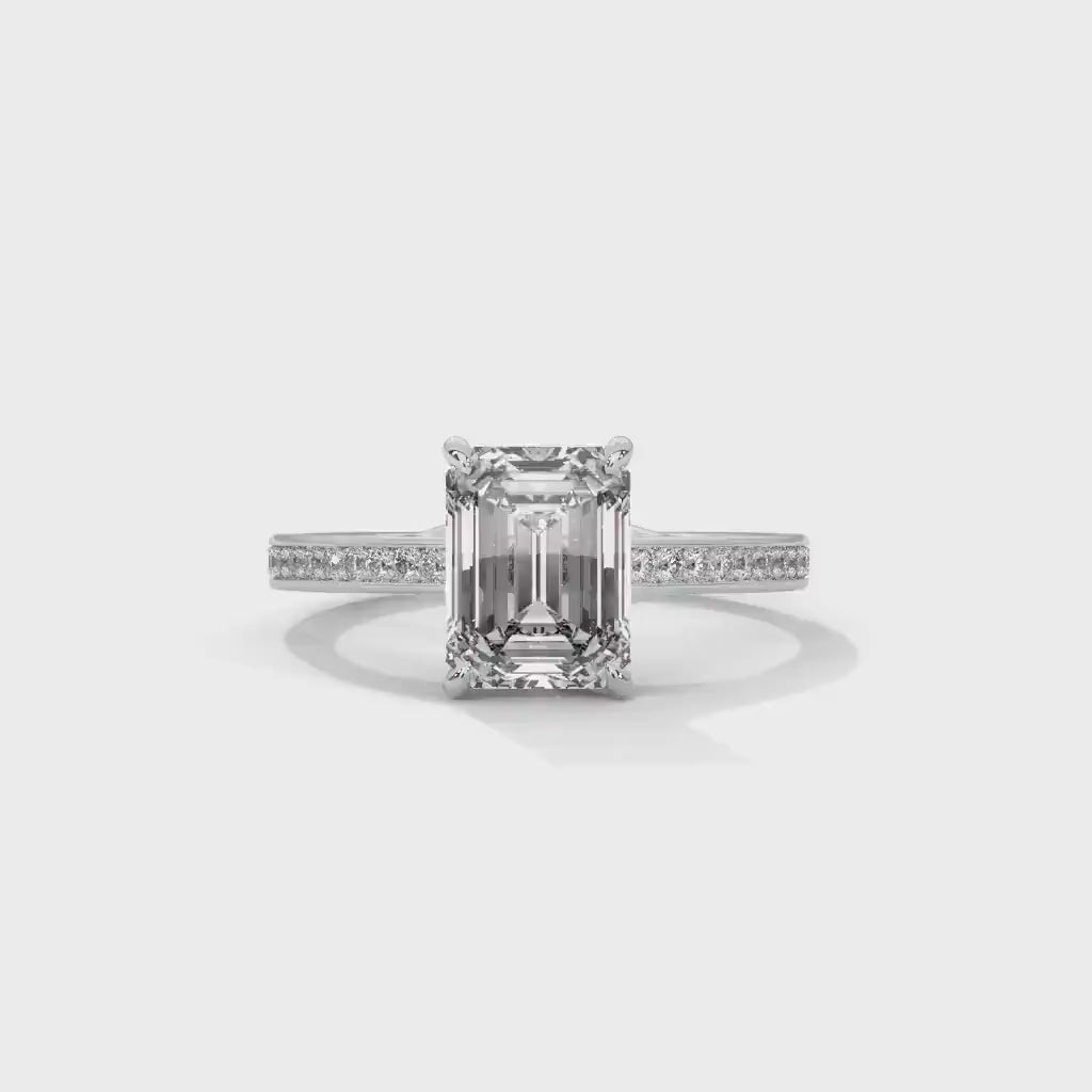 1.0 To 3.0 CT Emerald Solitaire Ring GRA Certified Moissanite Diamond Wedding Ring, Engagement Ring, Emerald Diamond Ring for Women.