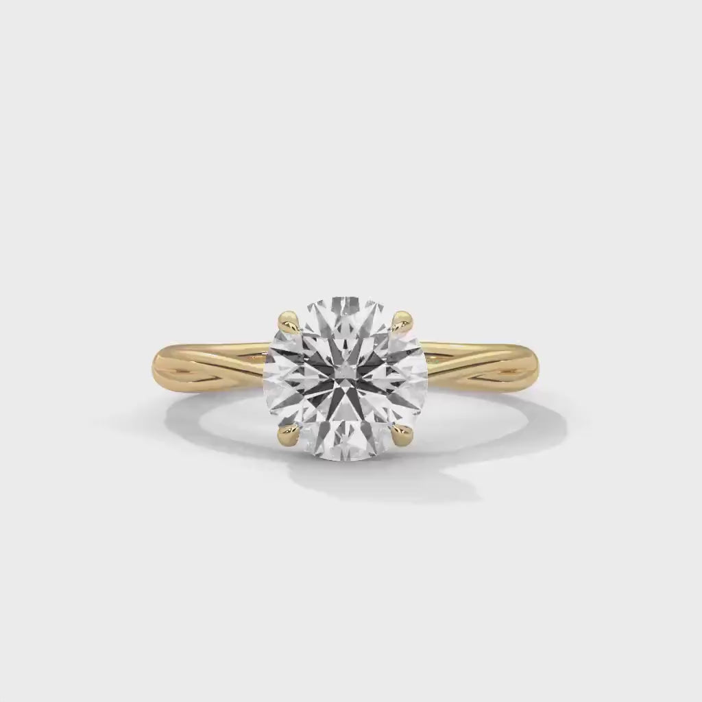 Elegant Round Cut GRA Certified Moissanite Diamond Wedding Ring, Twist band Solitaire Engagement Ring, Round Diamond Ring for Women.