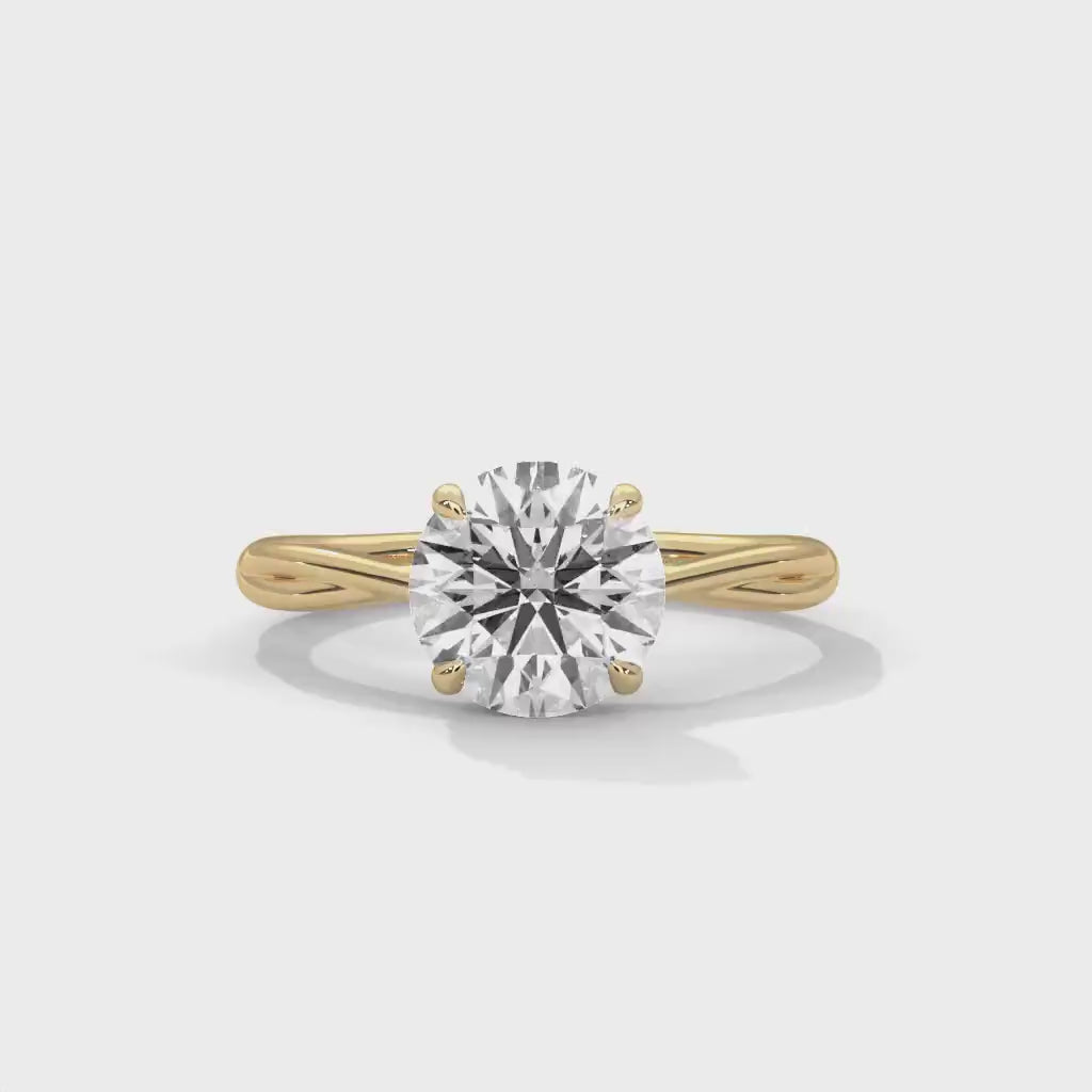 Twisted Wedding Ring with Round Lab Grown Diamond 1-3 CT  Women Solitaire Ring