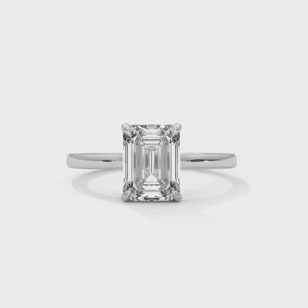 1.0 To 3.0 CT Emerald Solitaire Ring GRA Certified Moissanite Diamond Wedding Ring, Engagement Ring, Emerald Diamond Ring for Women.