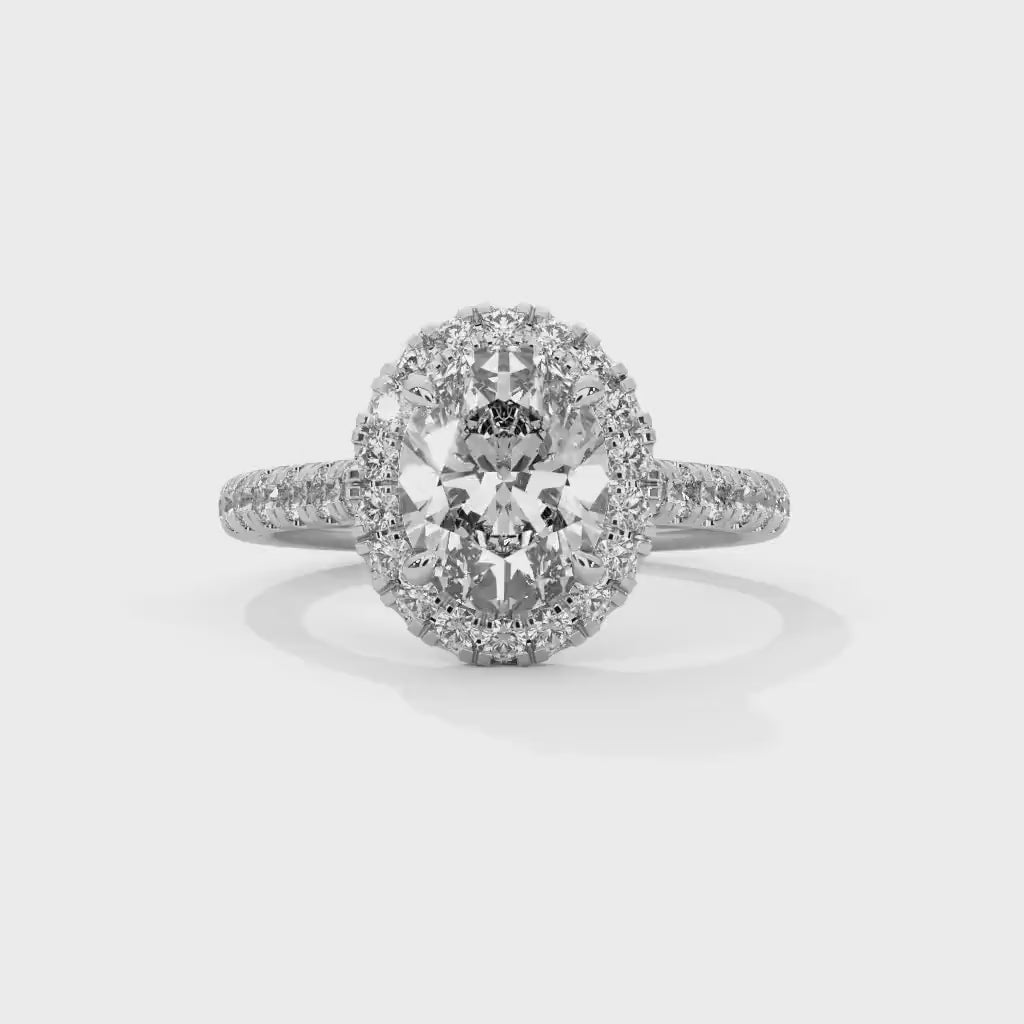 Oval Cut Halo Setting Solitaire Ring, Moissanite Diamond Wedding Ring, Round 1.0 To 3.0 CT Diamond Ring for Women, Engagement Ring.