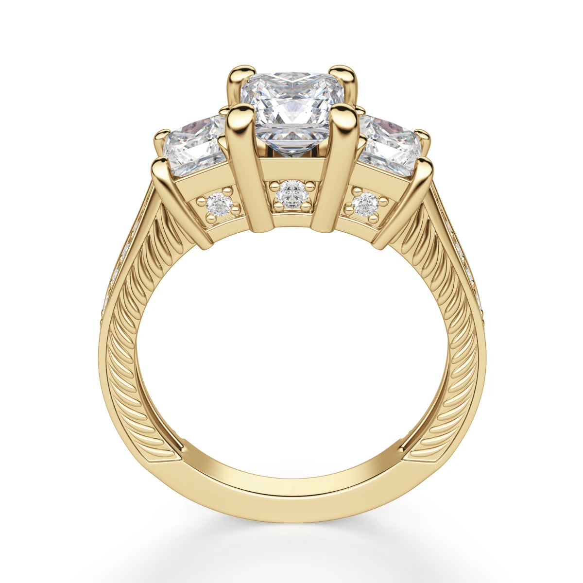 Sage Three Stone Princess Cut Engagement Ring