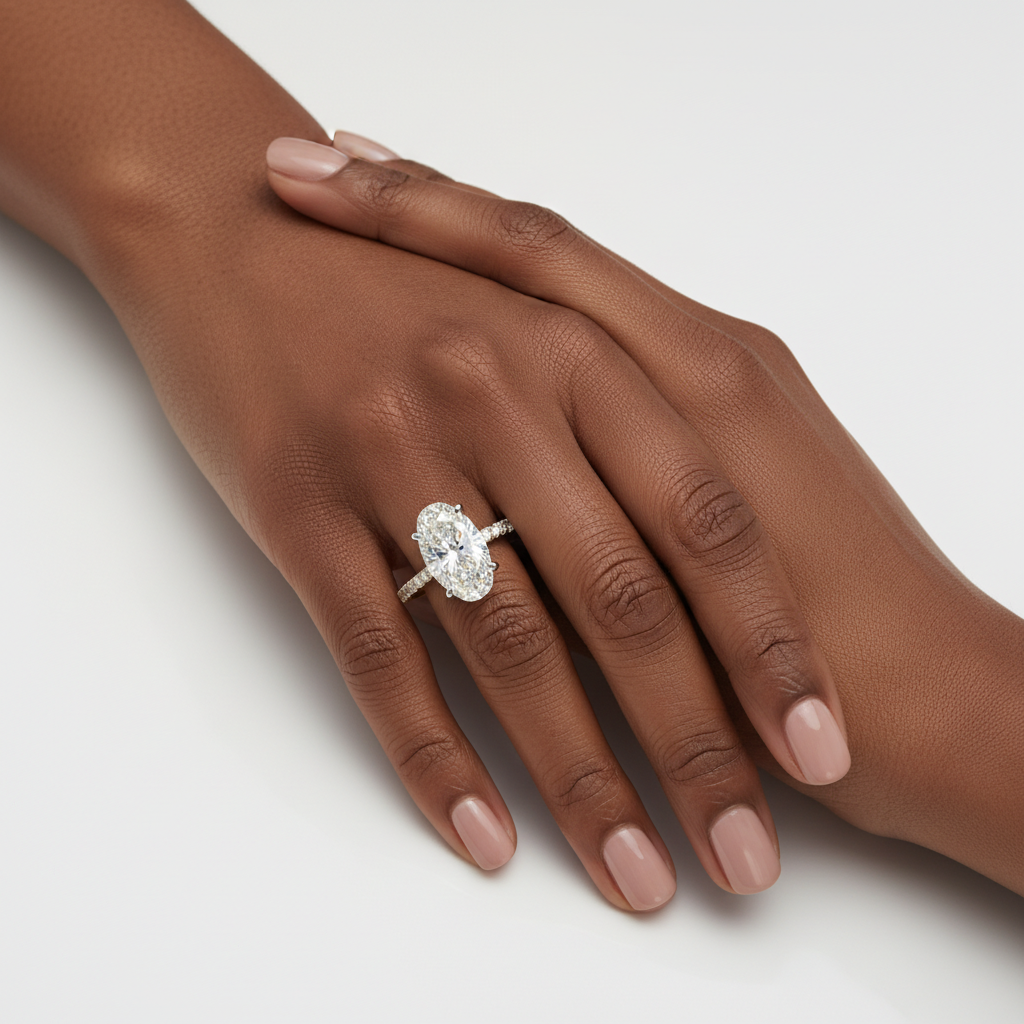 3.50Ct Oval Cut IGI Certified Lab Grown Diamond Ring in 18kt Gold