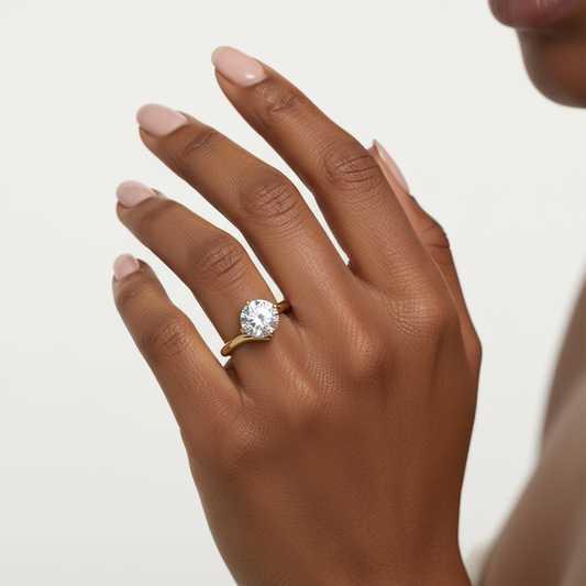 Round Cut Moissanite Diamond 4 Claw Prong Setting Solitaire Engagement Ring